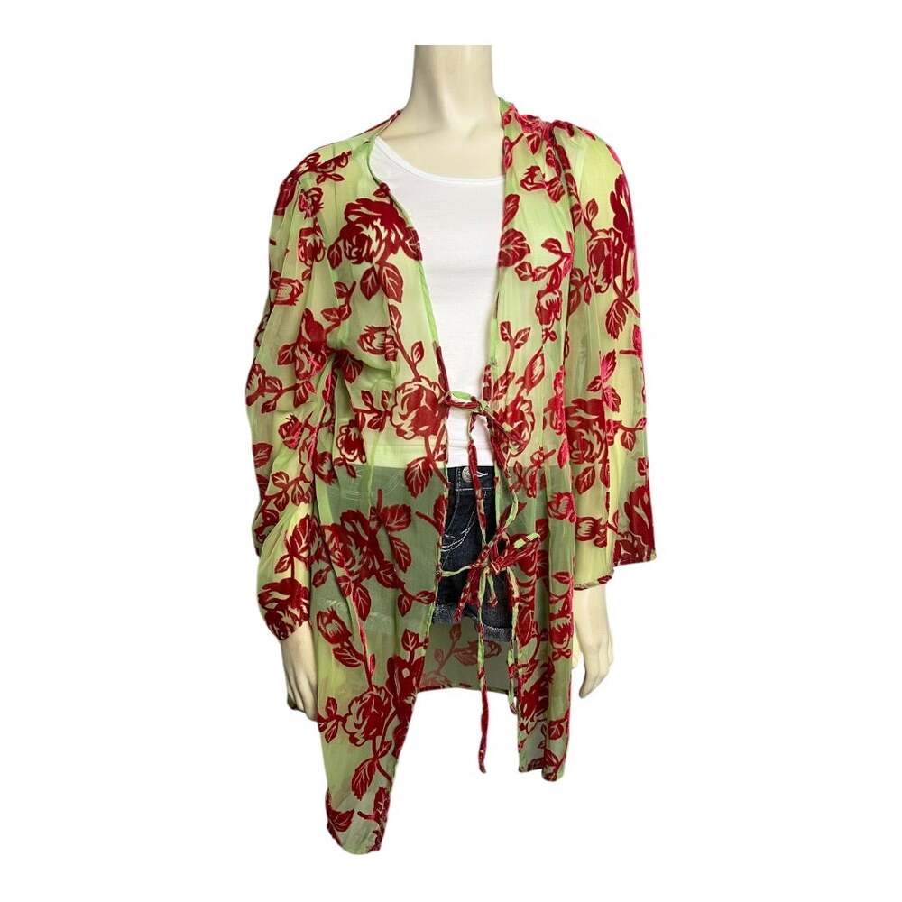 Urban Outfitters Kimono Wrap Cover Up Sheer Cardigan Festival Top Boho Burnout